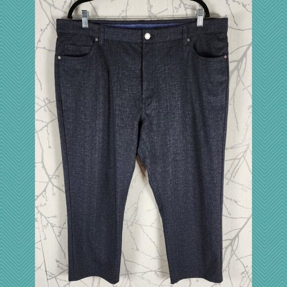 Jermyn & Bond Heathered Navy Straight Leg Trousers - Picture 1 of 6